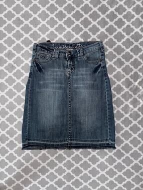 Industrial Cotton denim pencil skirt